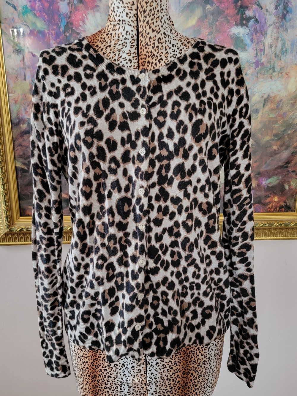 Vintage Y2K Old Navy Leopard Print Button Cardigan